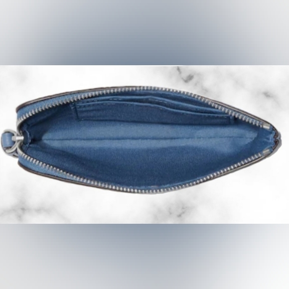 NWT Coach Corner Zip Wristlet Astrology Water Sign Aquarius Blue Leather Sparkle - Picture 4 of 5